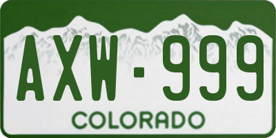 CO license plate AXW999