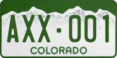 CO license plate AXX001