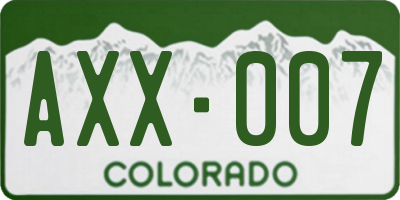 CO license plate AXX007