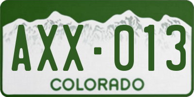 CO license plate AXX013