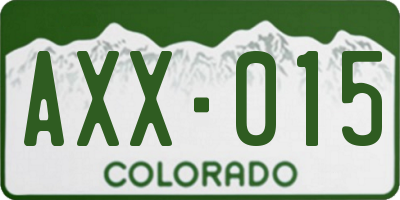 CO license plate AXX015