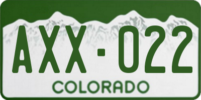 CO license plate AXX022