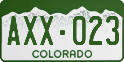 CO license plate AXX023