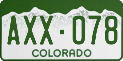 CO license plate AXX078