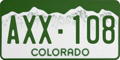 CO license plate AXX108