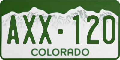 CO license plate AXX120