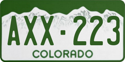 CO license plate AXX223