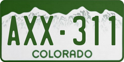 CO license plate AXX311