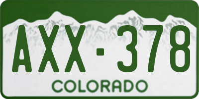 CO license plate AXX378
