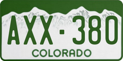 CO license plate AXX380