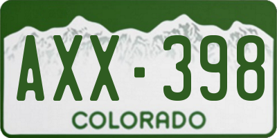 CO license plate AXX398