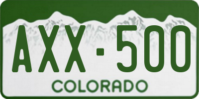 CO license plate AXX500