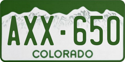 CO license plate AXX650