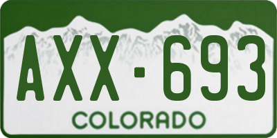 CO license plate AXX693