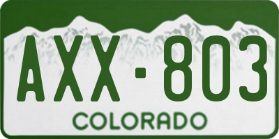 CO license plate AXX803