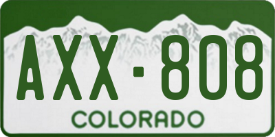 CO license plate AXX808