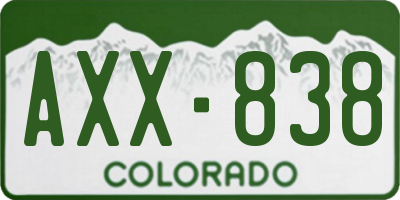 CO license plate AXX838