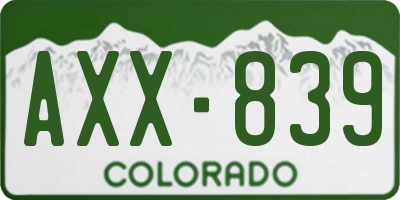 CO license plate AXX839