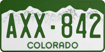 CO license plate AXX842