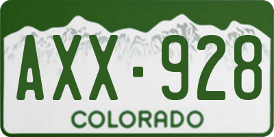 CO license plate AXX928