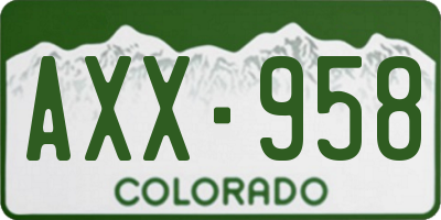 CO license plate AXX958
