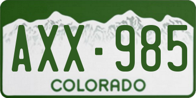CO license plate AXX985