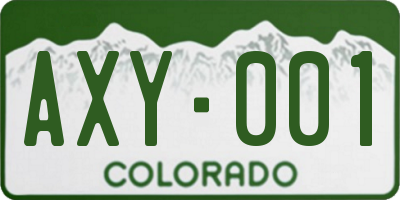 CO license plate AXY001