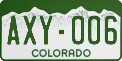 CO license plate AXY006