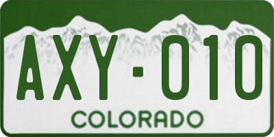 CO license plate AXY010