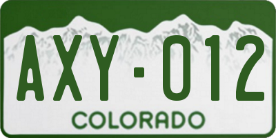 CO license plate AXY012