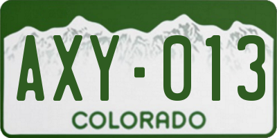 CO license plate AXY013