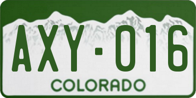 CO license plate AXY016