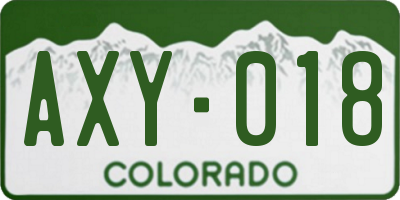 CO license plate AXY018