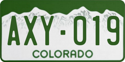 CO license plate AXY019