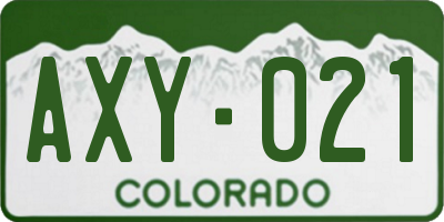 CO license plate AXY021