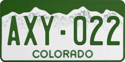 CO license plate AXY022
