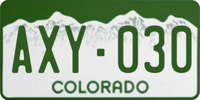 CO license plate AXY030