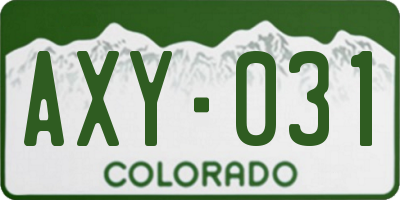 CO license plate AXY031