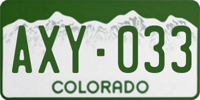 CO license plate AXY033
