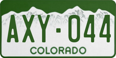 CO license plate AXY044