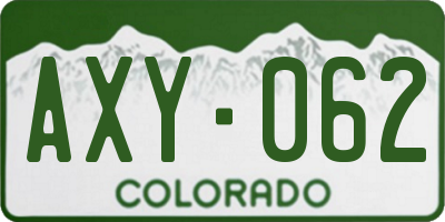 CO license plate AXY062