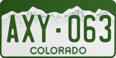 CO license plate AXY063