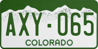 CO license plate AXY065