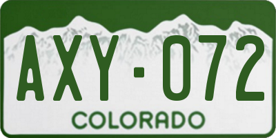 CO license plate AXY072