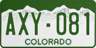 CO license plate AXY081