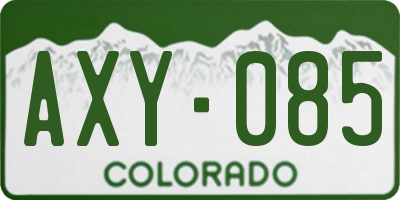 CO license plate AXY085