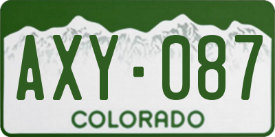 CO license plate AXY087