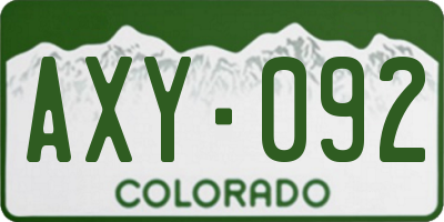 CO license plate AXY092