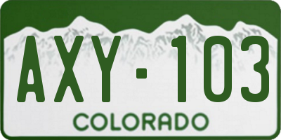 CO license plate AXY103