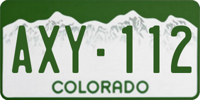 CO license plate AXY112